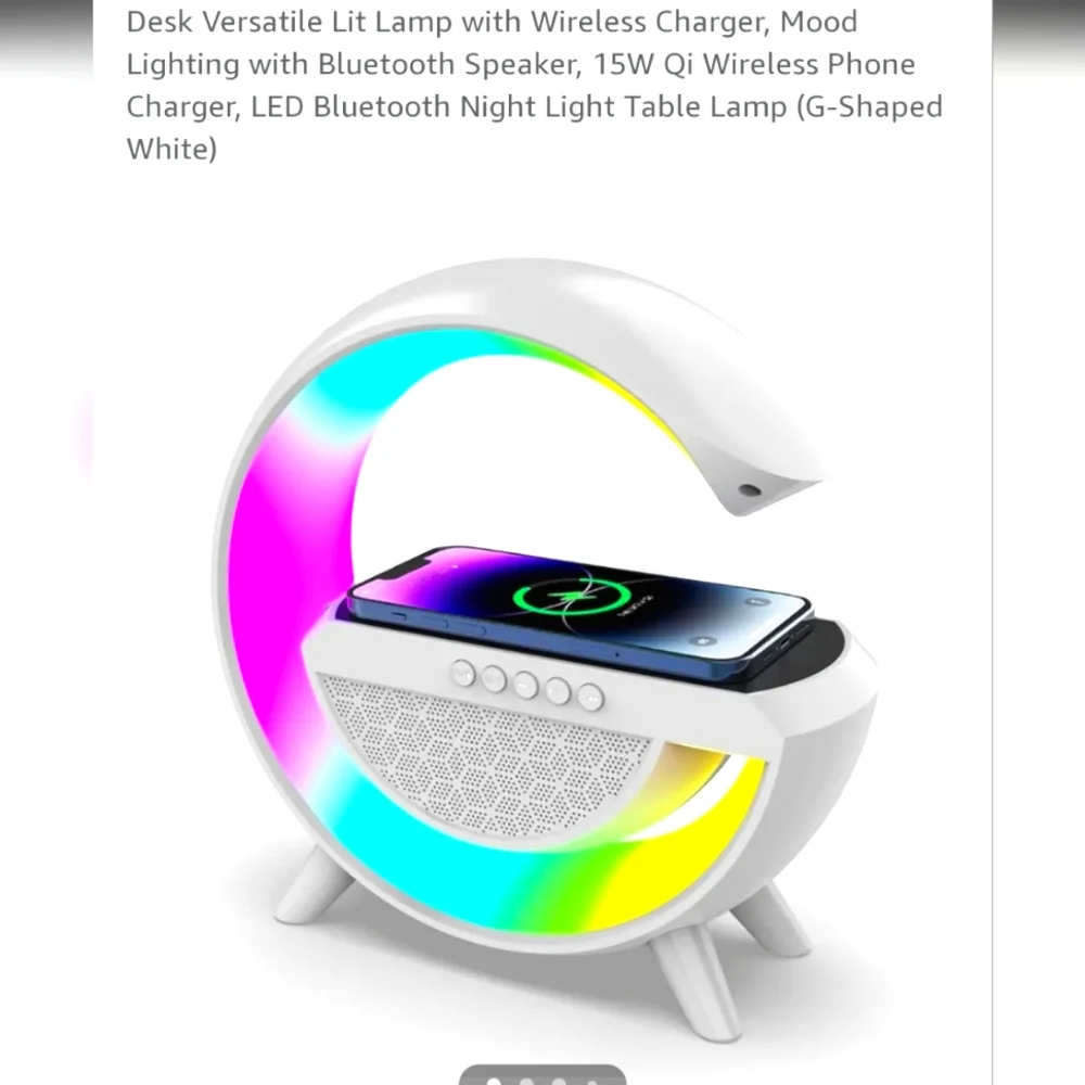 Desk Versatile Lit Lamp with Wireless Charger, Mood Lighting with Bluetooth